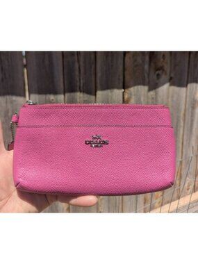 Coach Pebbled Leather Wallet Clutch Pouch Pink